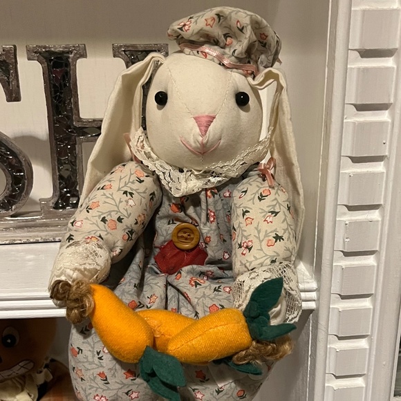 Vtg 70s SPRINGWATER COOKIE CO Primitive Bunny Rabbit Shelf Sitter Easter Nursery - Picture 5 of 10